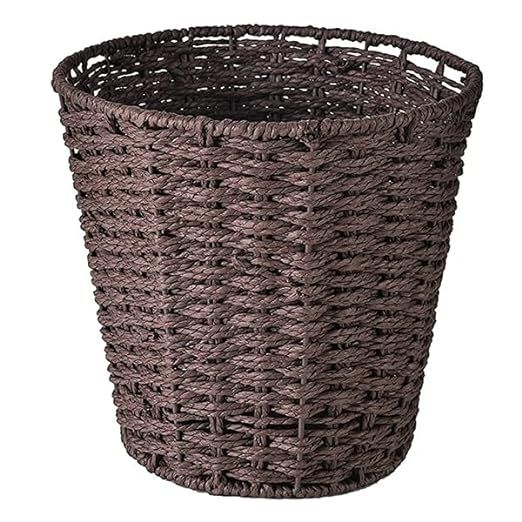 Round Wicker Waste Paper Bin and Basket, Rubbish Basket for Bedroom, Bathroom, Offices or Home (B... | Amazon (US)
