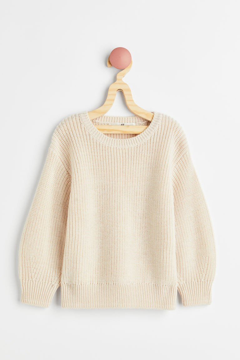 H & M - Merino wool rib-knit jumper - Beige | H&M (UK, MY, IN, SG, PH, TW, HK)
