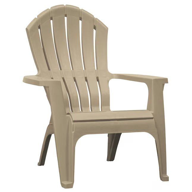 Adams PATIO Stackable Taupe Plastic Frame Stationary Adirondack Chair with Slat Seat | Lowe's