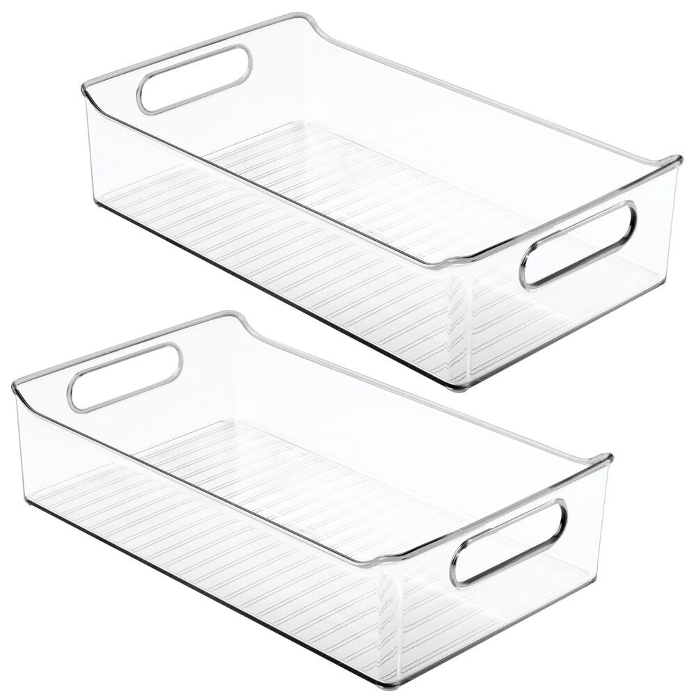 mDesign Wide Plastic Kitchen Pantry Cabinet, Refrigerator or Freezer Food Storage Bin with Handle... | Walmart (US)