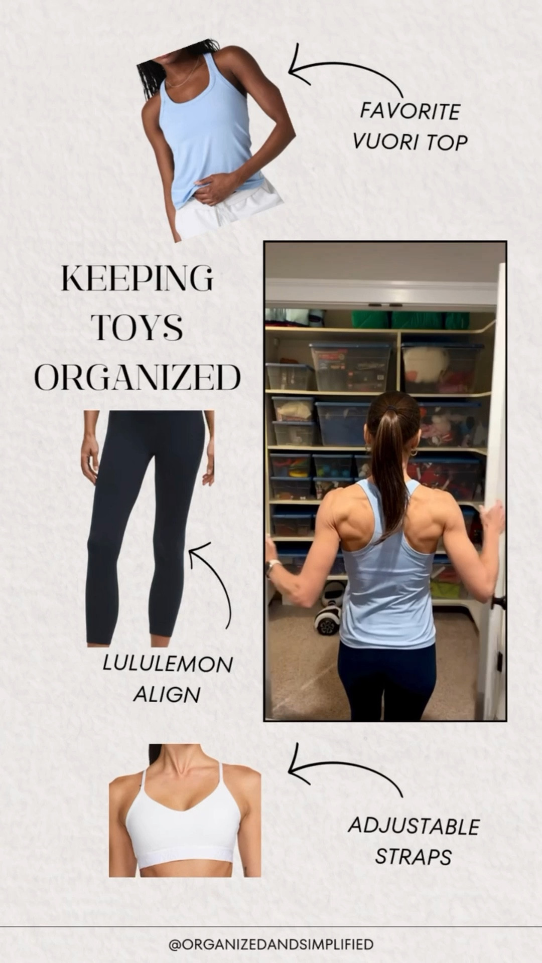 Making sure the toy closet is organized after a run!  This is my go-to running outfit. I love the new shorter length in the tank from Vuori!

#LTKActive #LTKHome #LTKTravel