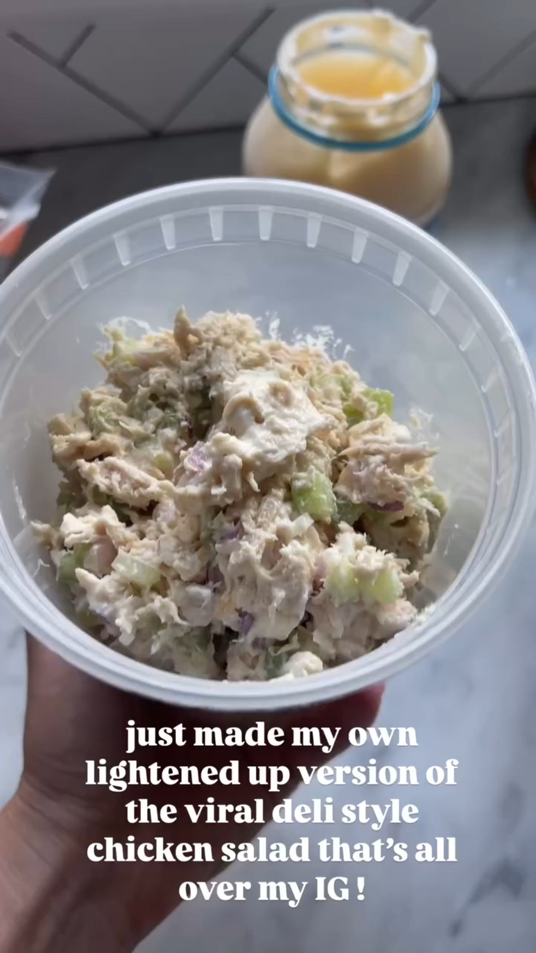 just made my own lightened up version of the viral deli style chicken salad that’s all over my IG !