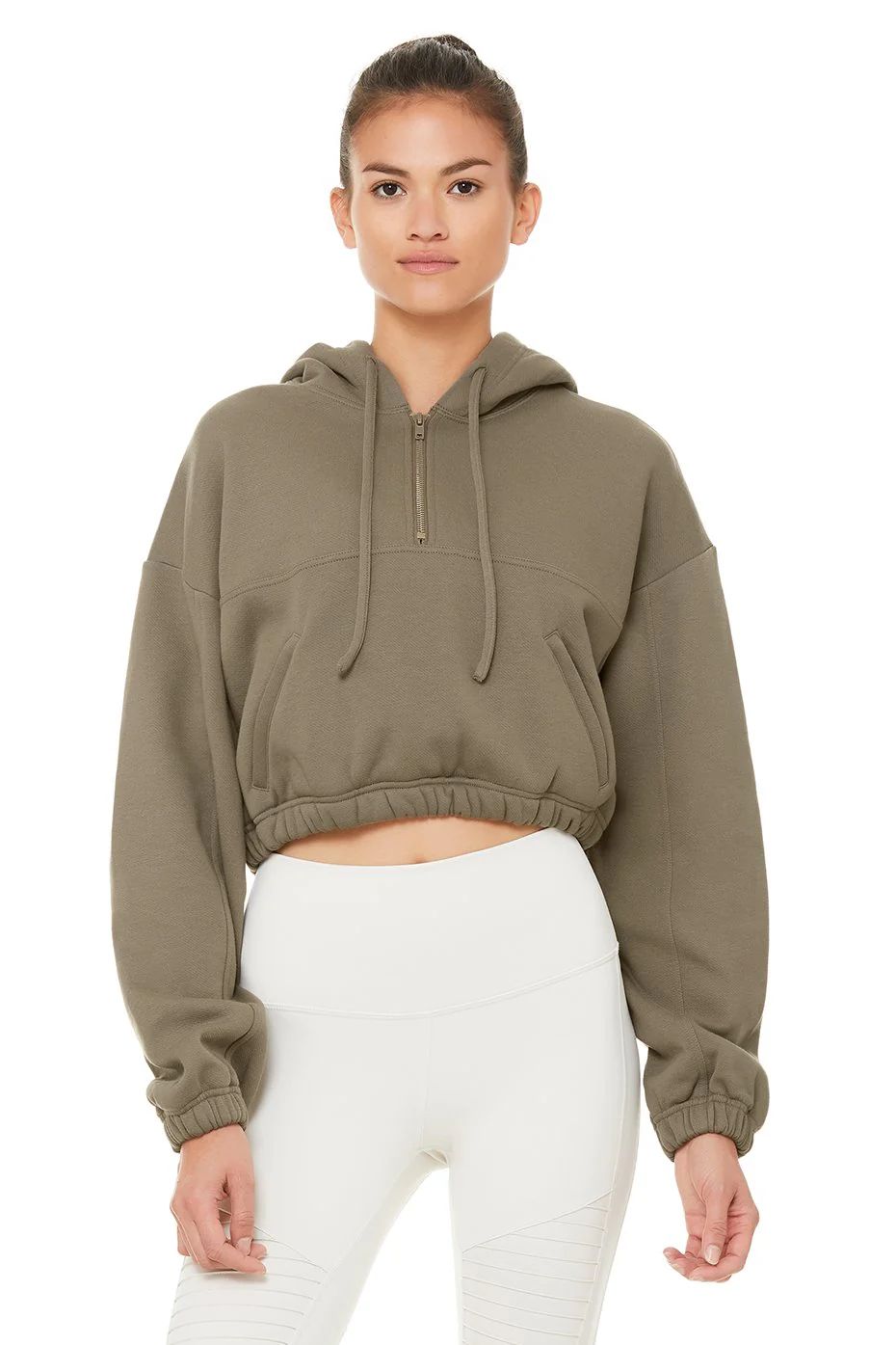 Alo YogaÂ® | Stadium Half Zip Hoodie in Olive Branch, Size: XS | Alo Yoga