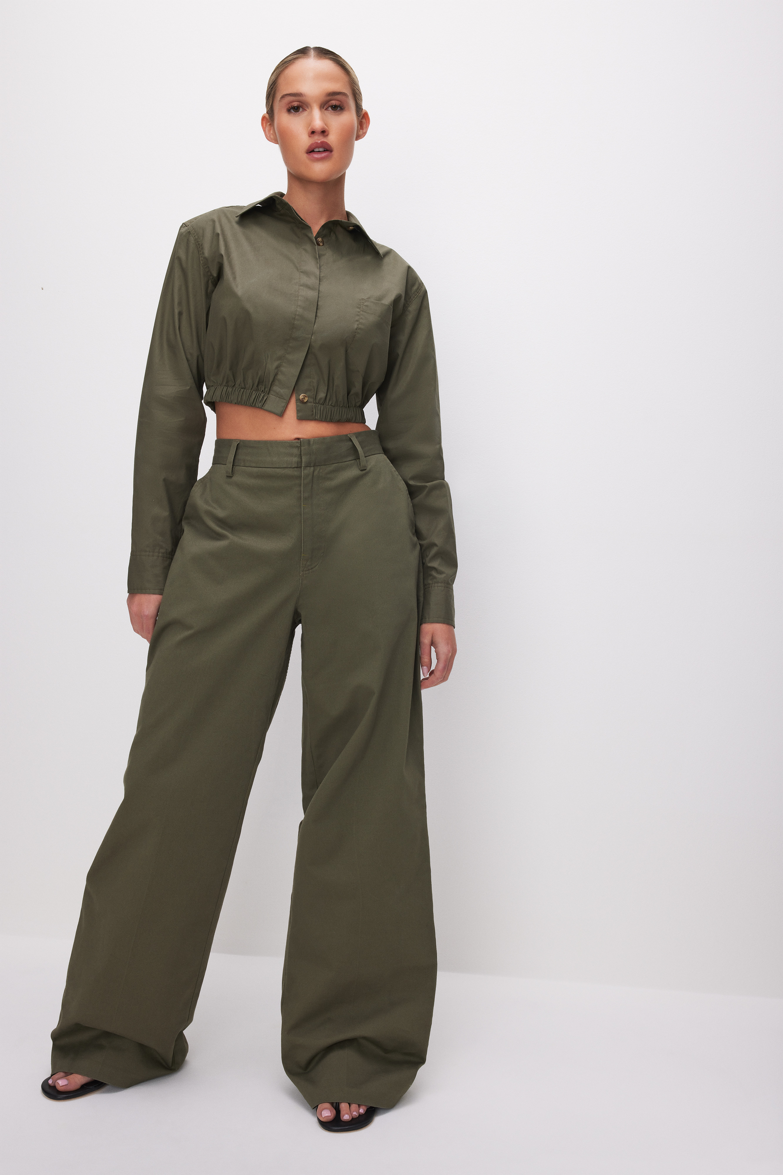 CROPPED COATED POPLIN SHIRT | Good American