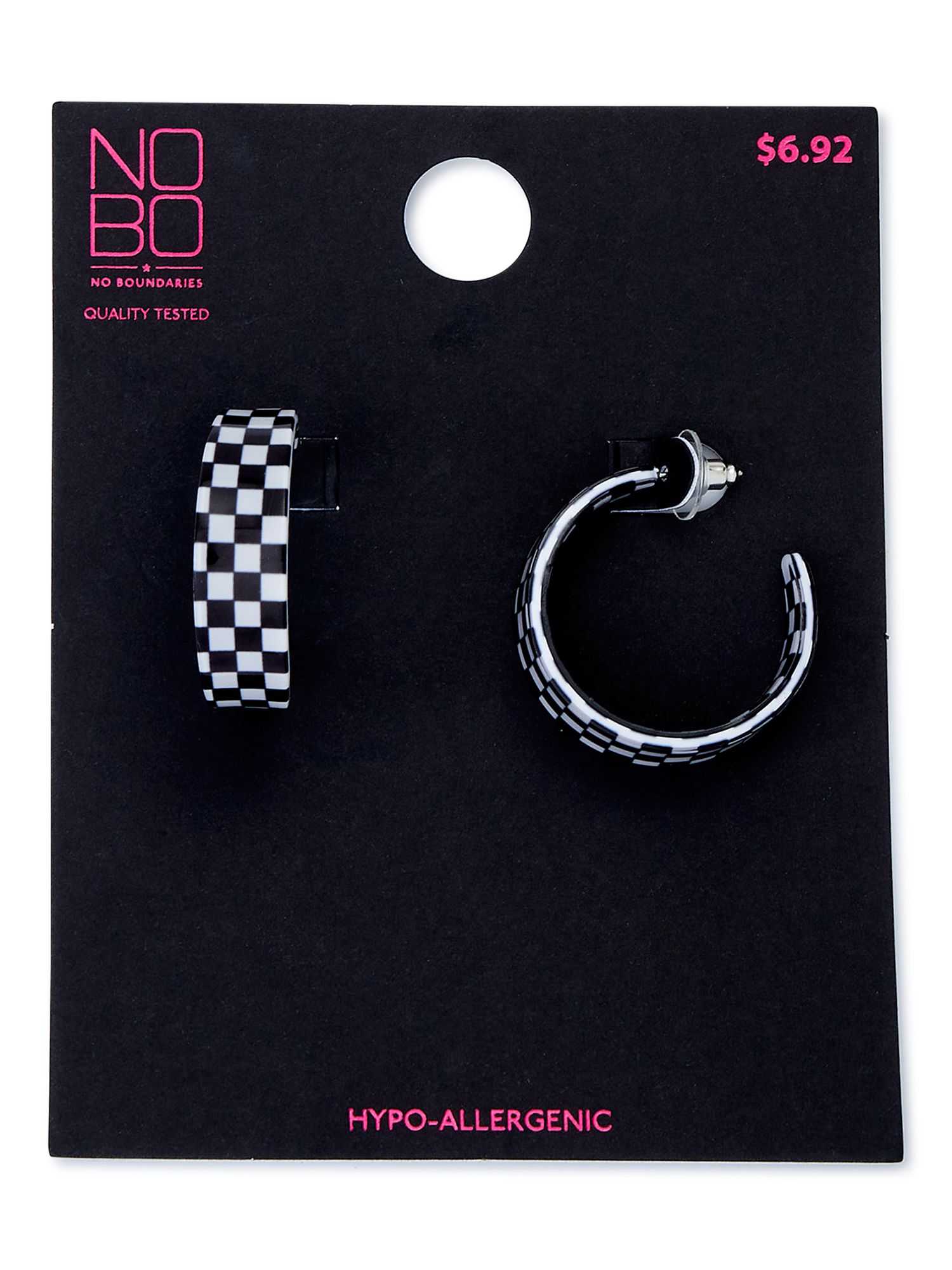 Time and Tru Checkerboard Hoop Earrings - Walmart.com | Walmart (US)