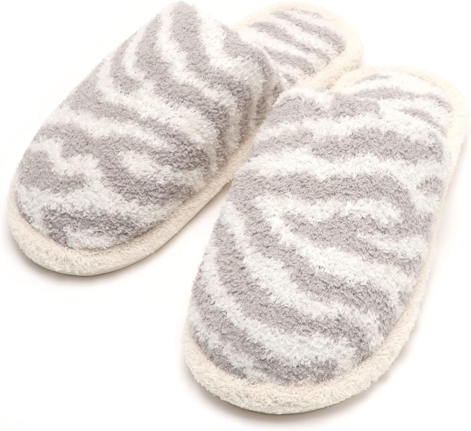 MIRMARU Women’s Animal Print Comfort Fluffy Fuzzy Slip-on House Slippers Open Toe Cross Band Indoor  | Amazon (US)