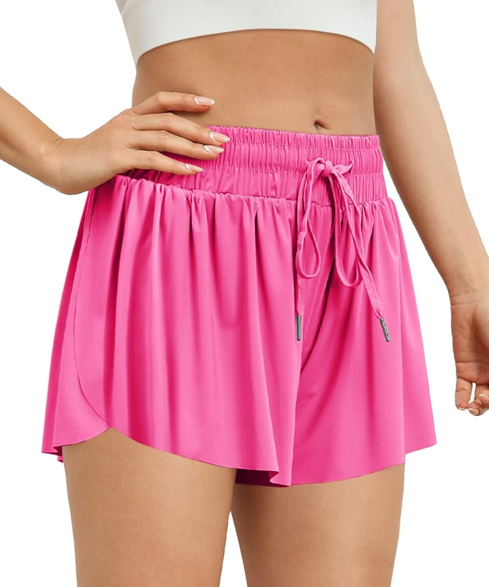 Ezymall Womens 2 in 1 Flowy Shorts Casual Summer Athletic Running Workout Shorts High Waisted Bik... | Amazon (US)