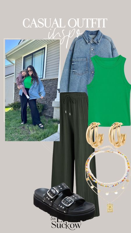 Casual midsize outfit in spa, this is what I wore as a spring transition outfit. Plisse crinkle wide leg pants, Amazon jewelry, colorful top and H&M denim shirt

Mom outfit, size 12, size 14, spring transition, travel outfit, comfortable outfit, Errands outfit  

#LTKmidsize #LTKfindsunder50 #LTKstyletip