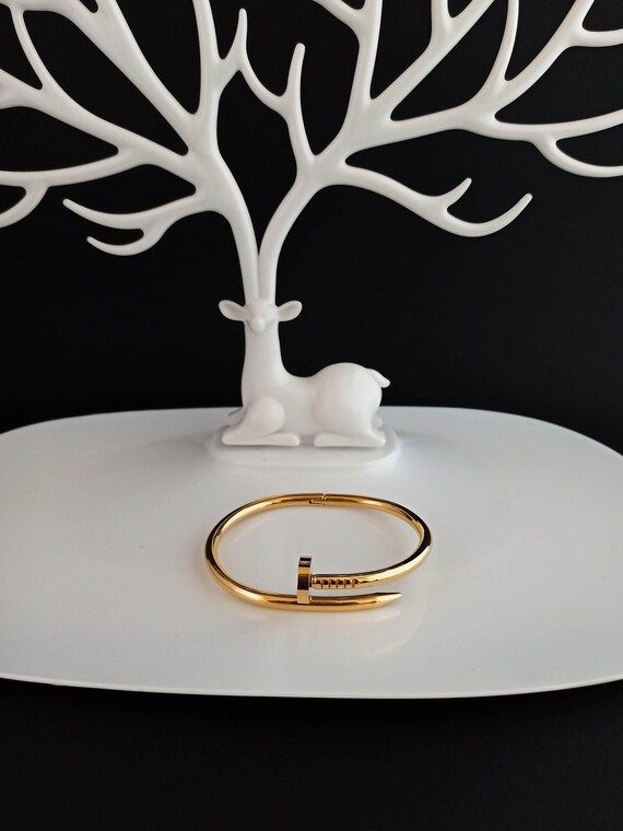 Nail Bracelet, 18K Gold Plated Bracelet, Luxury Bracelet, Clou Bracelet, Bangle Bracelet, Gift fo... | Etsy (US)