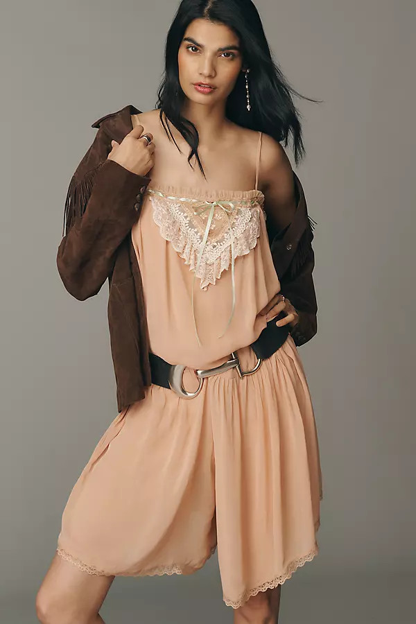 By Anthropologie Lace Square-Neck Romper | Anthropologie (US)