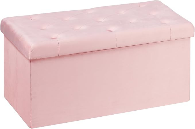 B FSOBEIIALEO Folding Storage Ottoman, Long Ottomans Shoes Bench, Velvet Storage Chest Footrest S... | Amazon (US)
