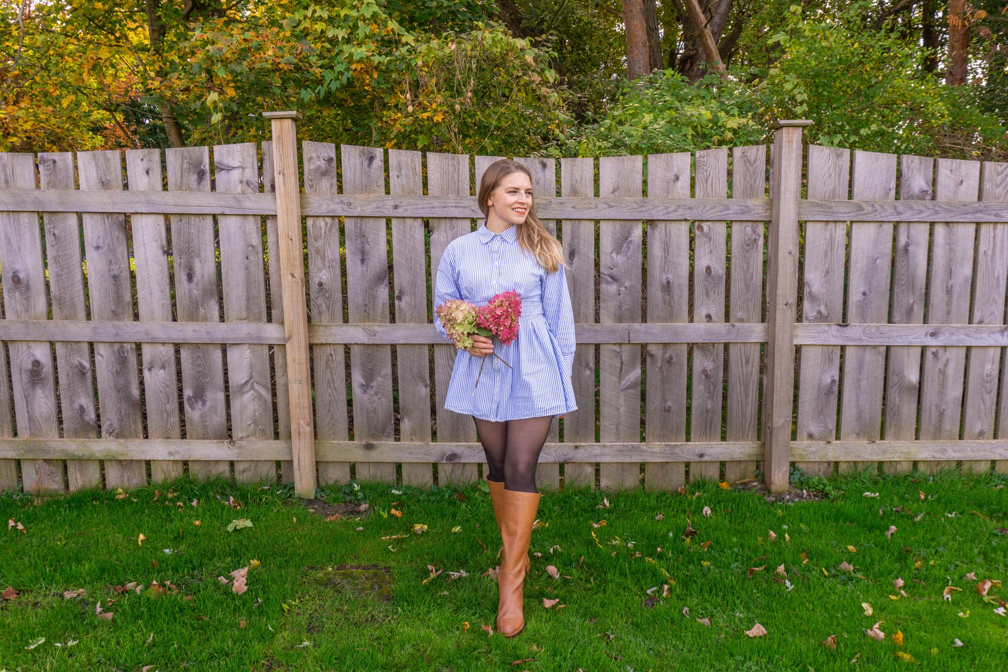 Coastal grandma but make it fall 🍂

Tall boots, leather boots, striped dress, button down dress, shirt dress, long sleeve dress, professional, preppy, tights, tall brown leather boots 

#LTKSeasonal #LTKshoecrush