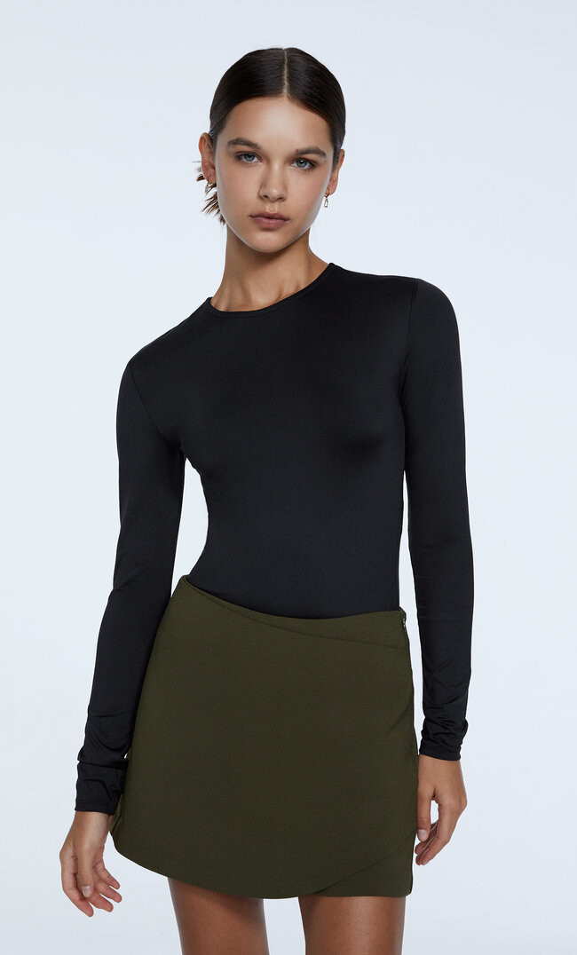 Top court basique en coton - Mode femme | Stradivarius France | Stradivarius (FR)