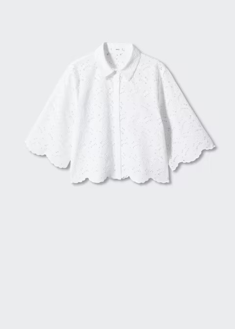 Embroidered openwork shirt -  Women | Mango United Kingdom | MANGO (UK)