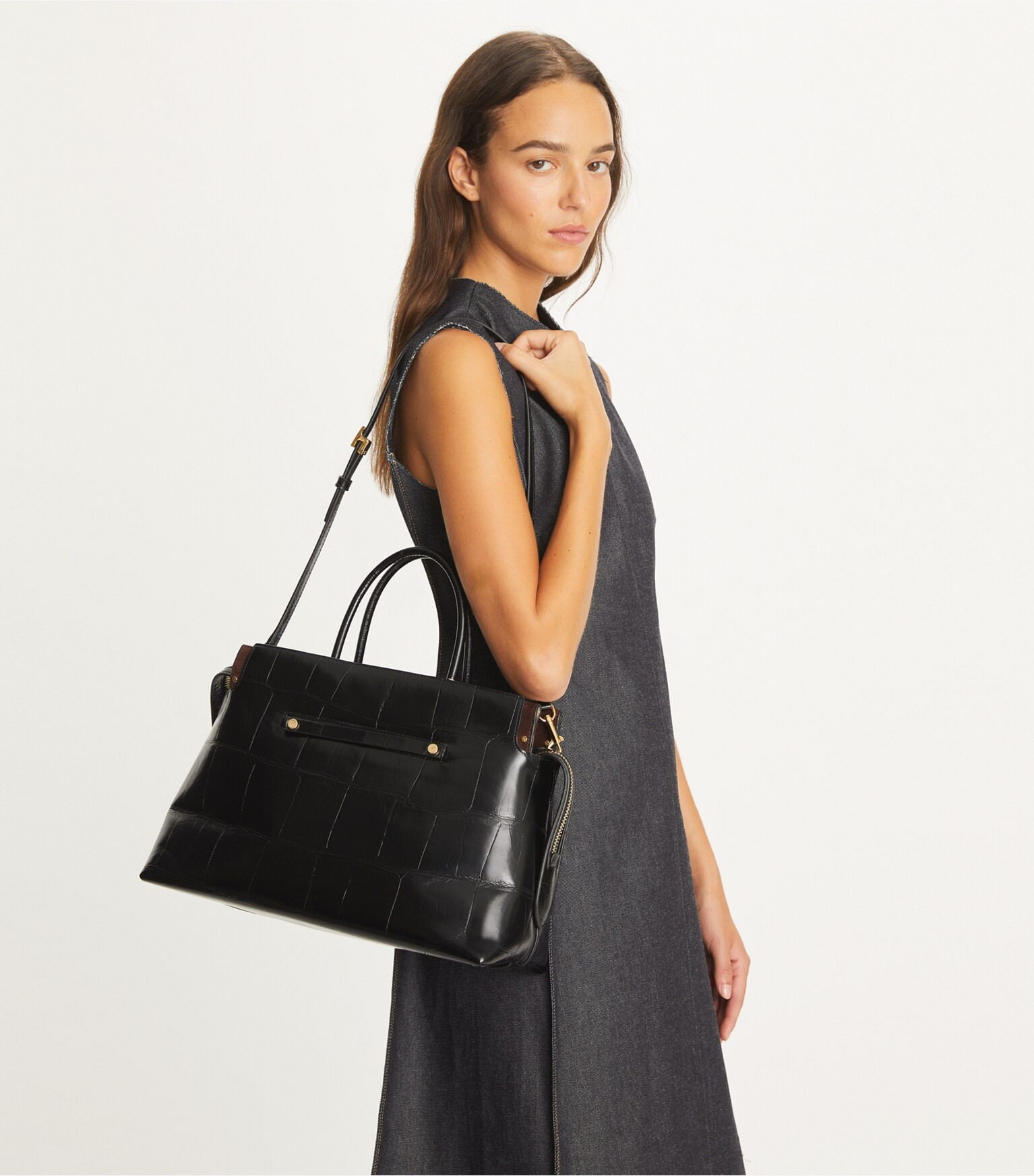 Large Mercer Croc Embossed Satchel: Women's Designer Satchels | Tory Burch | Tory Burch (US)