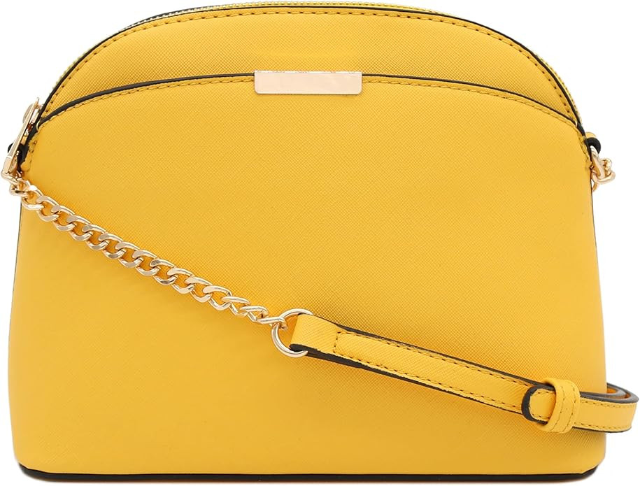 FashionPuzzle Saffiano Small Dome Crossbody bag with Chain Strap | Amazon (US)
