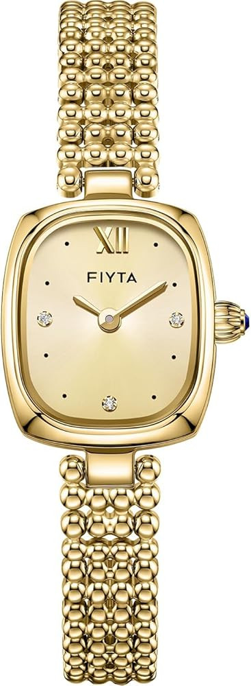 FIYTA Women's Small Gold Watch, Vintage Rectangular Case, Stainless Steel Bracelet Watches for Wo... | Amazon (US)