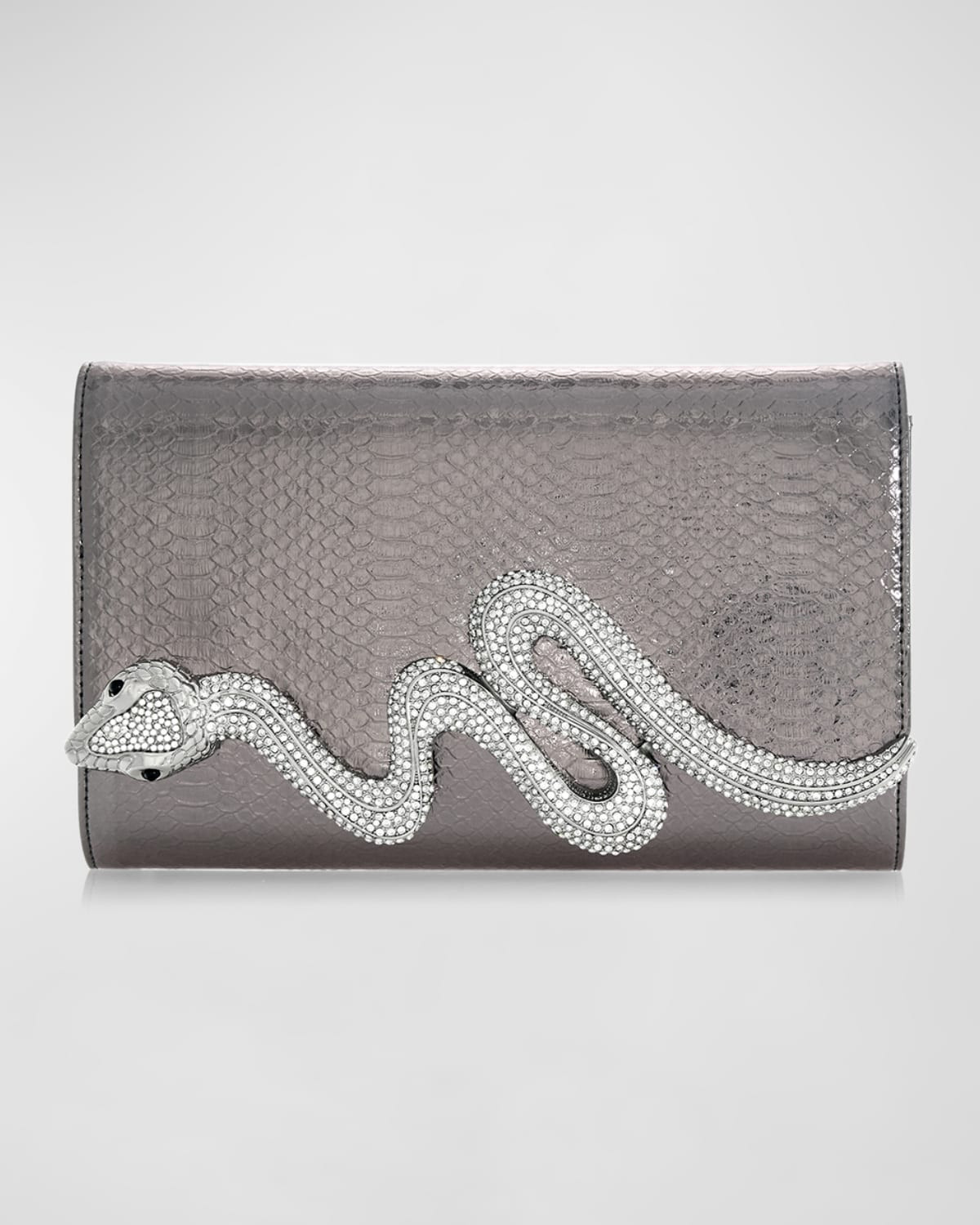 Serpent Snake-Embossed Vegan Leather Clutch Bag | Neiman Marcus