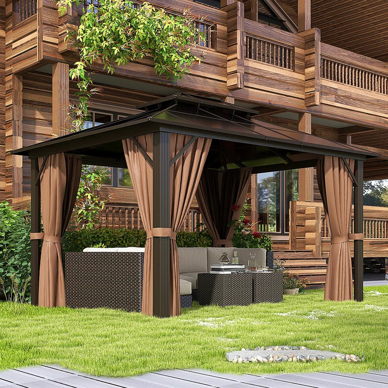 12 Ft. W x 10 Ft. D Aluminum Patio Hardtop Gazebo | Wayfair North America