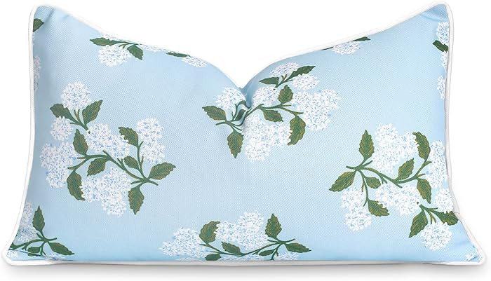 Hofdeco Premium Coastal Patio Indoor Outdoor Lumbar Pillow Cover Only, 12"x20" Water Repellent fo... | Amazon (US)