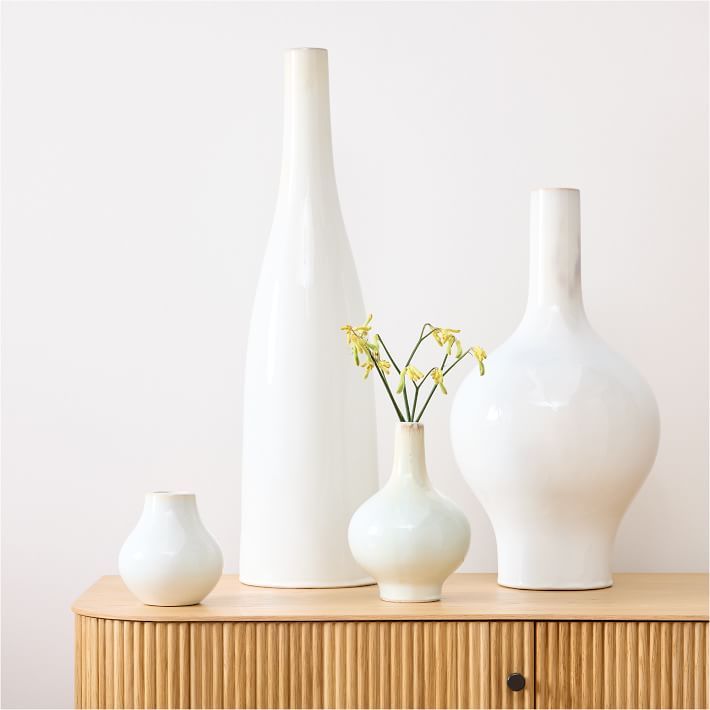 Reactive Glaze White Ceramic Vases | West Elm (US)