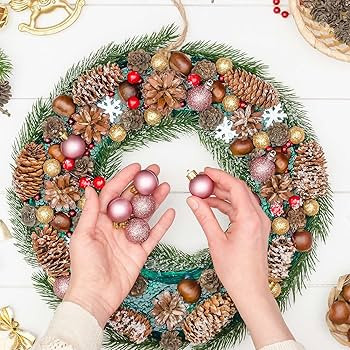 24 Count Mini Pink Ornaments for Mini Christmas Tree, Small Shatterproof Christmas Tree Ornaments... | Amazon (US)