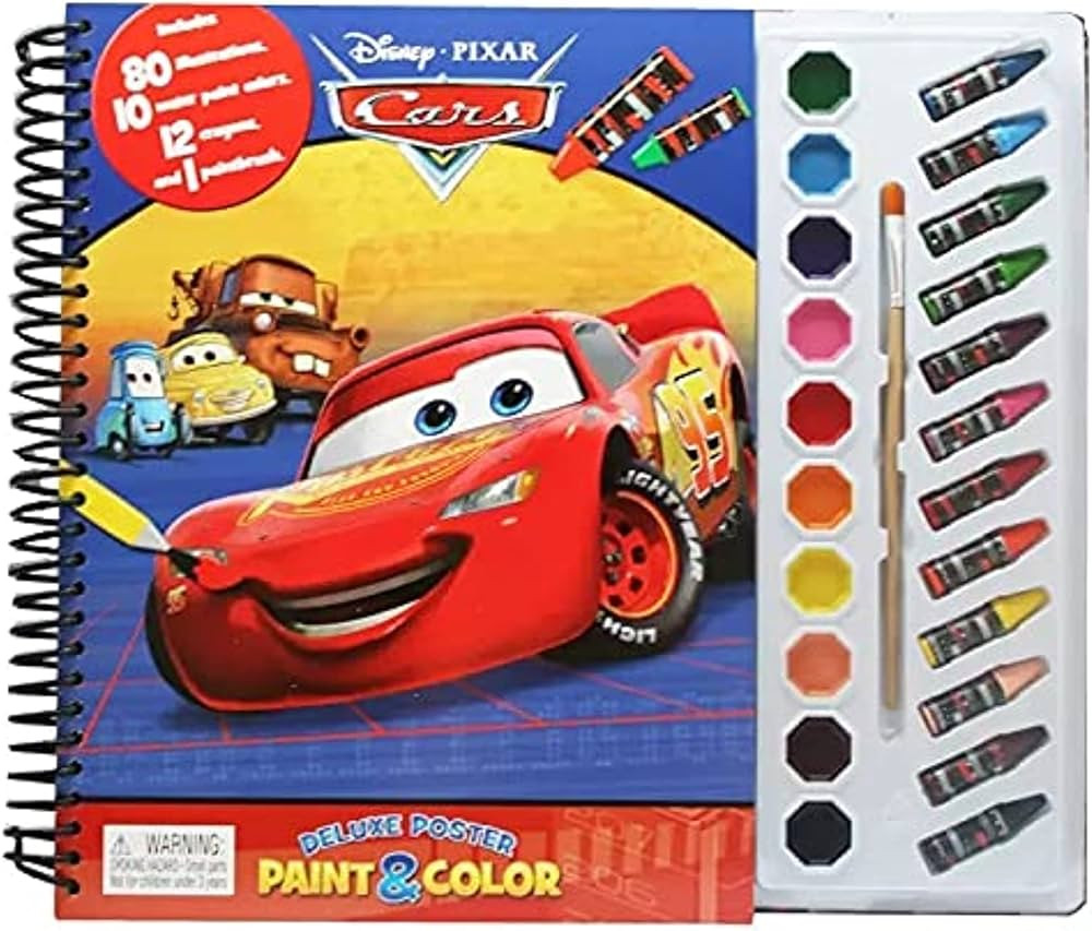 Phidal - Disney Cars Deluxe Poster Paint & Color - with 80 Coloring Pages, 10 Water Color Paints ... | Amazon (US)