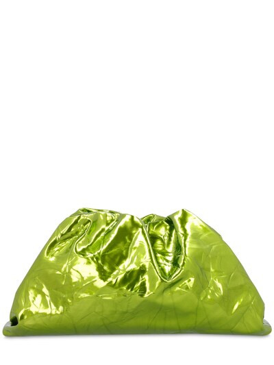 Bottega Veneta - Teen blois metallic leather clutch - Chlorophyl | Luisaviaroma | Luisaviaroma