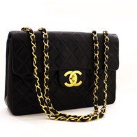 Chanel Jumbo 13"" Maxi 2.55 Flap Chain Shoulder Bag Black Lambskin | Etsy (US)