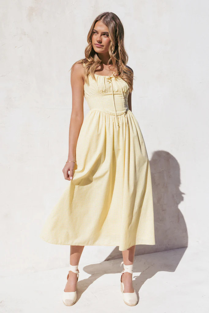 Kinslee Midi Dress - Yellow Gingham | Petal & Pup (US)