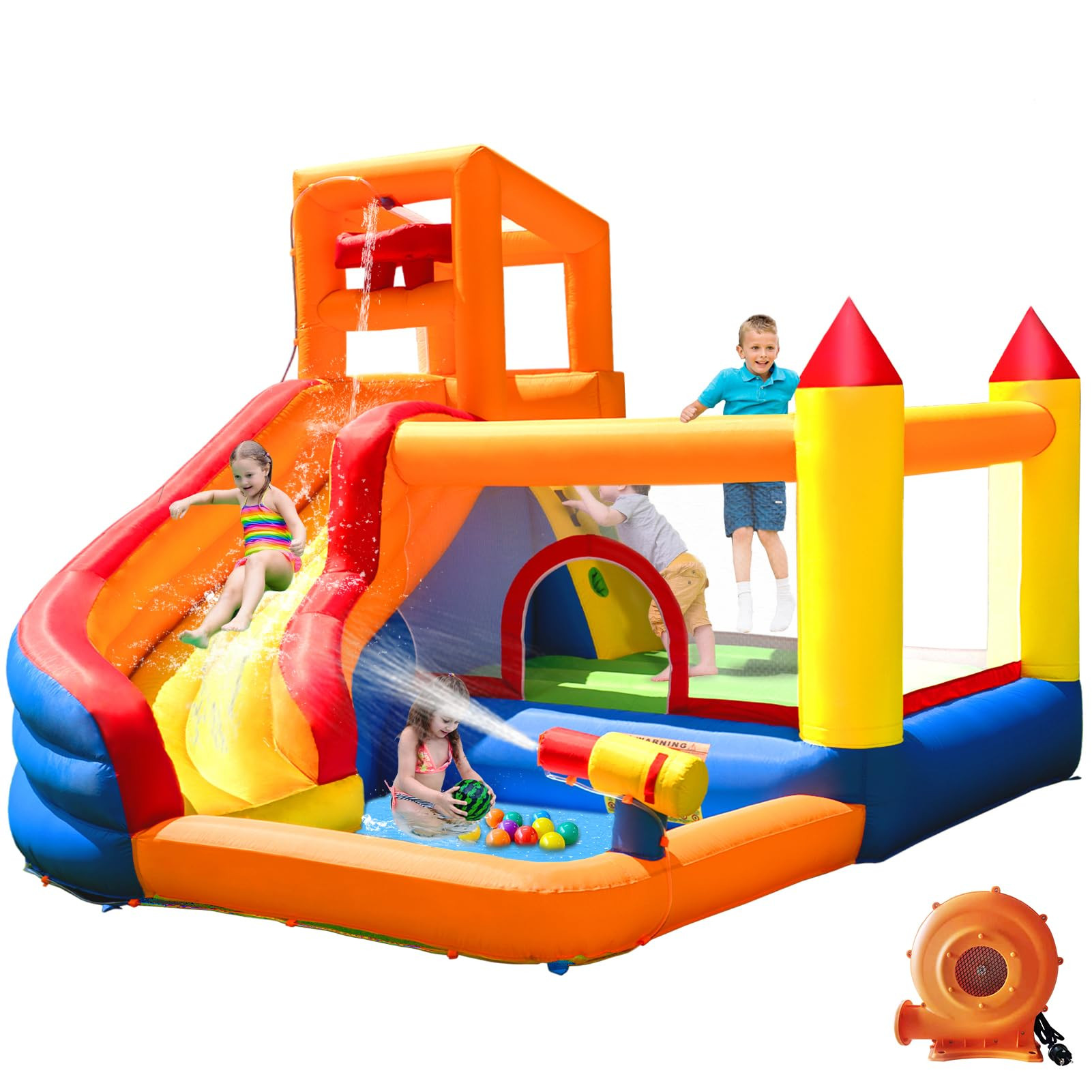 HuaKastro Inflatable Water Slide Bounce House for Kids with Pool, 5-in-1 Indoor/Outdoor Blow Up P... | Amazon (US)
