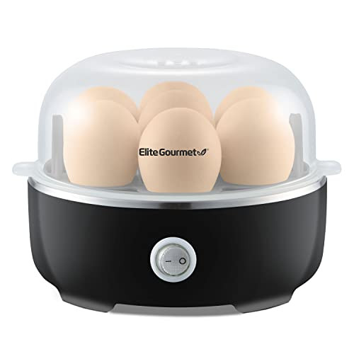 Elite Gourmet EGC115B Easy Egg Cooker Electric 7-Egg Capacity, Soft, Medium, Hard-Boiled Egg Cooker with Auto Shut-Off, Measuring Cup Included, BPA Free, Classic Black | Amazon (US)