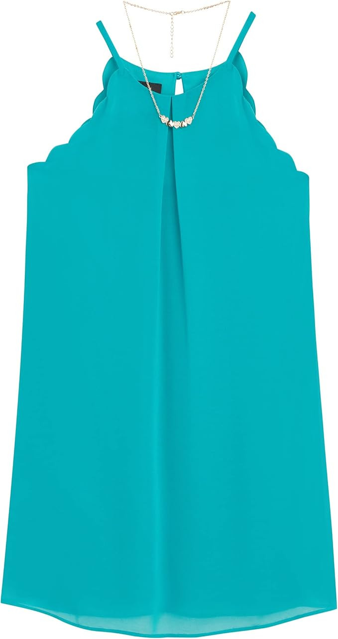 Amy Byer Girls' Sleeveless Scalloped Edge Shift Dress | Amazon (US)