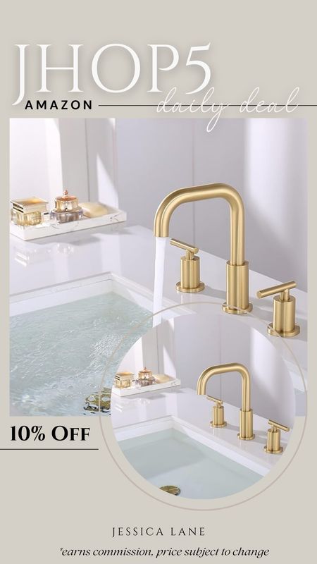 Amazon daily deal, save 10% on this gorgeous gold faucet set. Amazon home, Amazon hardware, gold bathroom fixture, gold faucet, Amazon deal, bathroom hardware, bathroom fixtures

#LTKSaleAlert #LTKHome #LTKStyleTip