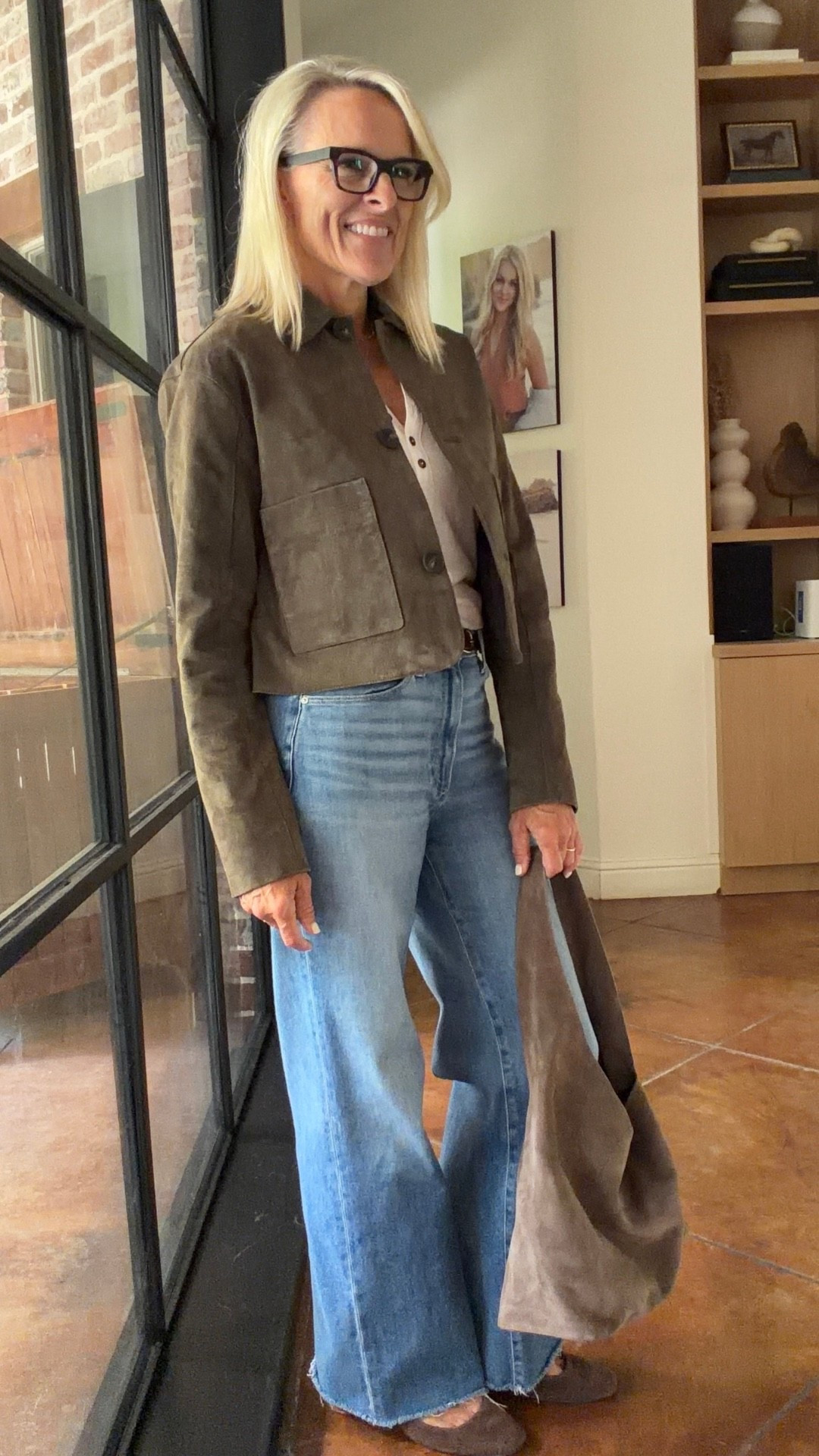 This suede jacket is such a beautiful neutral layer and one I can see wearing for years. I love the slightly cropped shape with these relaxed jeans, it gives an easy outfit a more polished feel. This color is now limited in stock, but it is available in other colors as well.

#LTKootd #LTKOver40 #LTKSeasonal