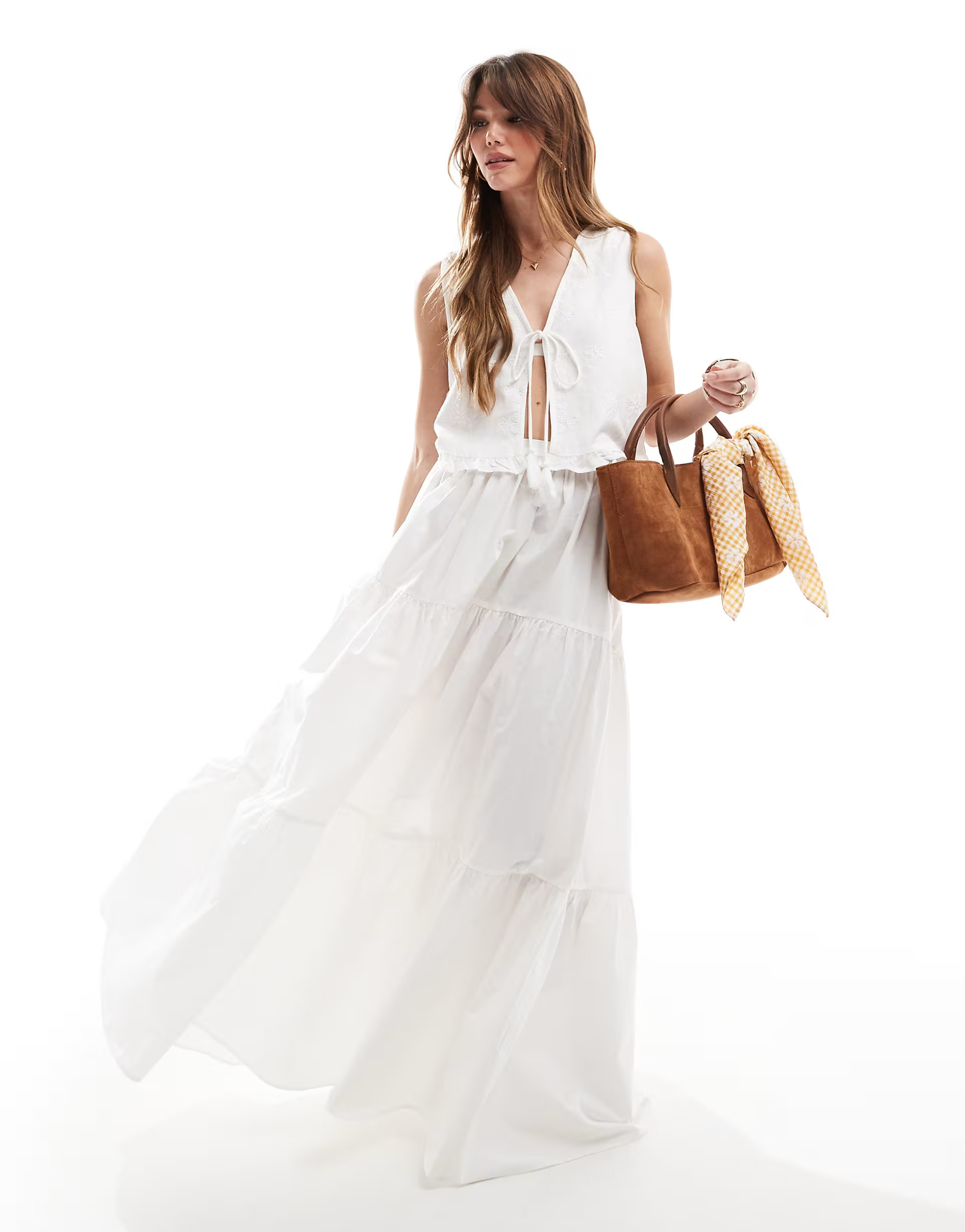 ASOS DESIGN tiered boho maxi skirt in white | ASOS | ASOS (Global)