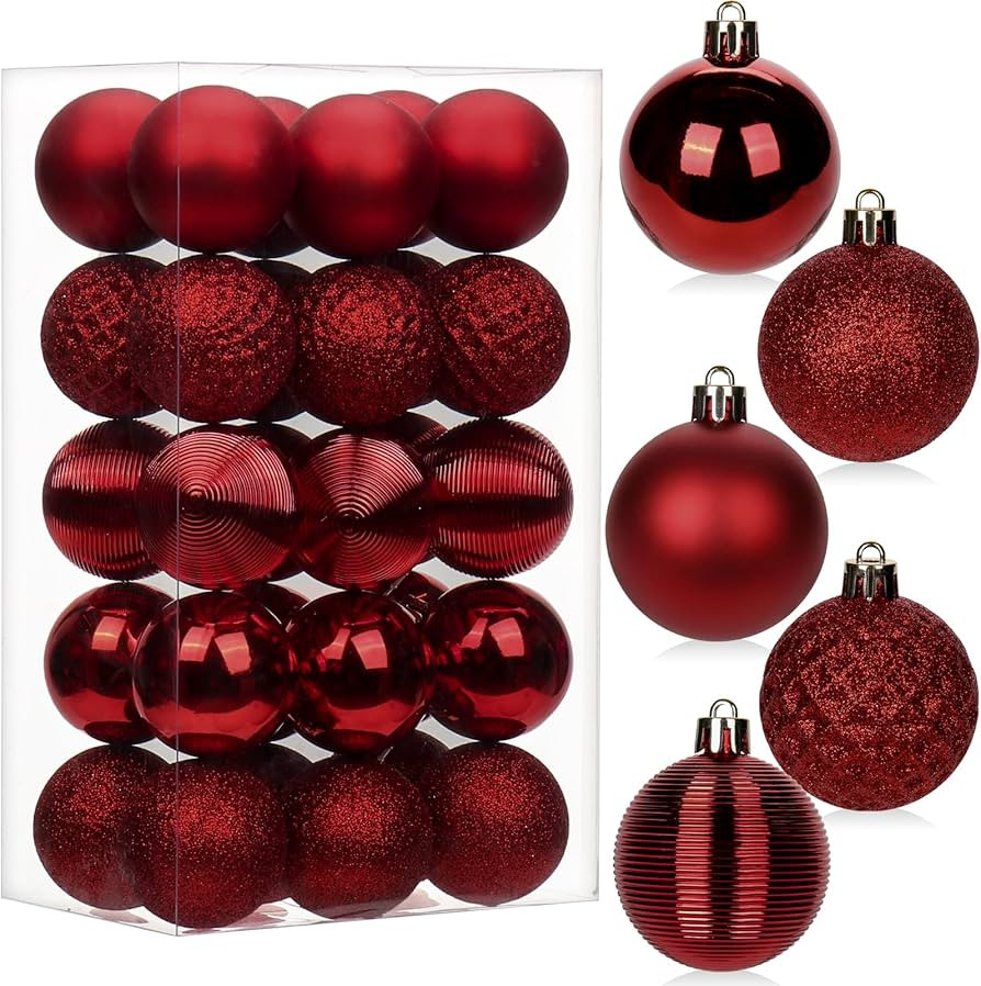 30PCS 2" Christmas Ball Ornaments Shatterproof Burgundy Christmas Tree Decorations Xmas Tree Ball... | Amazon (US)