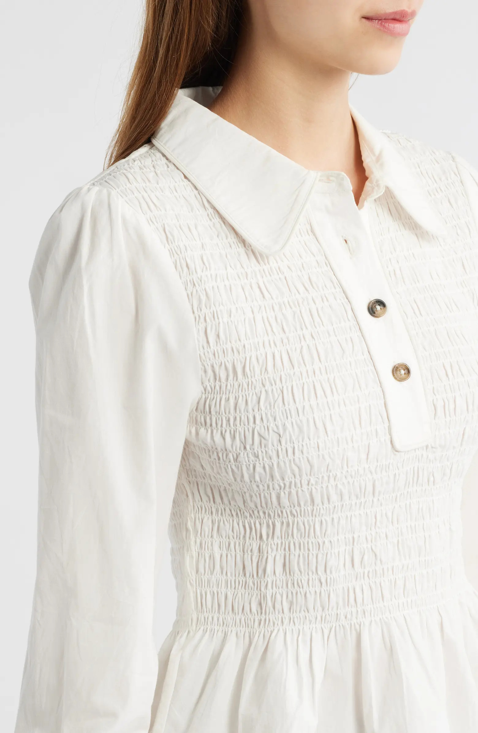 Damson Madder Hazel Smocked Peplum Polo Shirt | Nordstrom | Nordstrom
