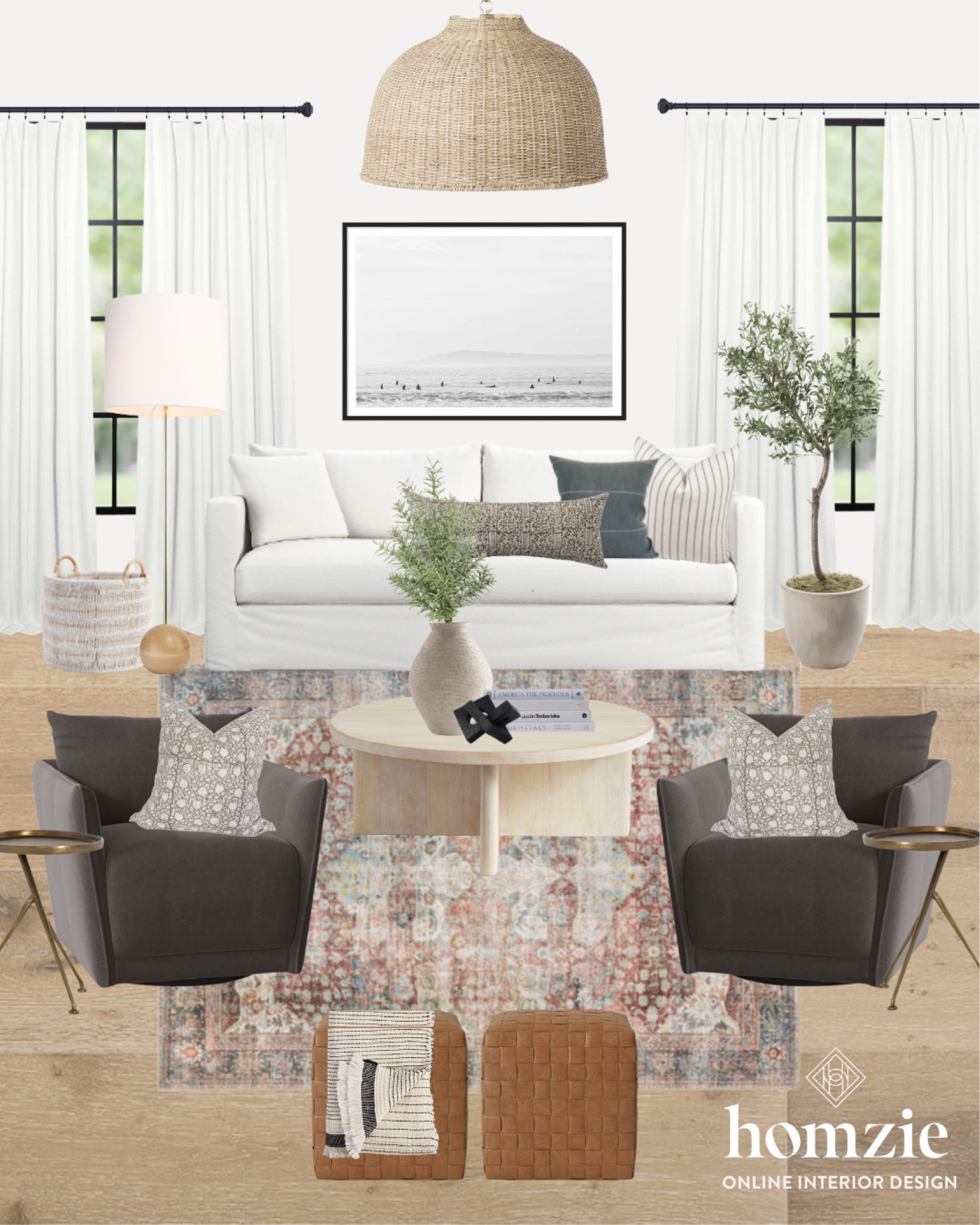 Organic modern, earth toned living room, modern coastal living room 

Living room mood board, mood boards, white sofa, gray chair, arm chair, accent chair, wood coffee table, gold accent table, gold side table, red rug, lamp, floor lamp, leather ottoman, cube ottoman, woven ottoman, woven pendant, living room design, living room inspo, wall art, large wall art, 

#LTKfamily #LTKhome #LTKunder100