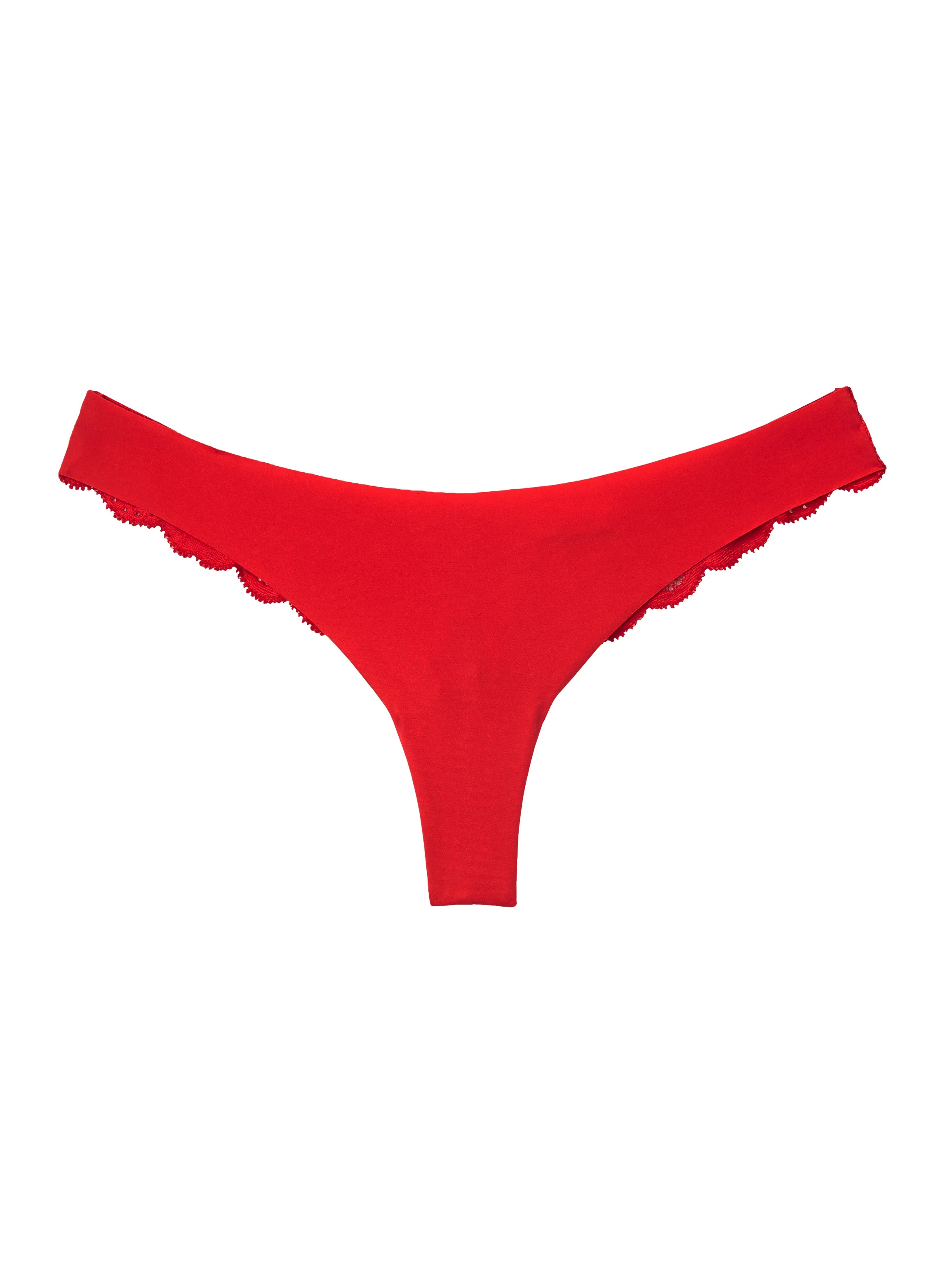 Red Charlotte Lace Seamless Thong | Fleur du Mal | Fleur du Mal