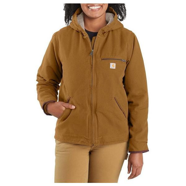 Women's Carhartt Plus Size Washed Duck Sherpa Lined Hooded Jacket | Scheels Sports