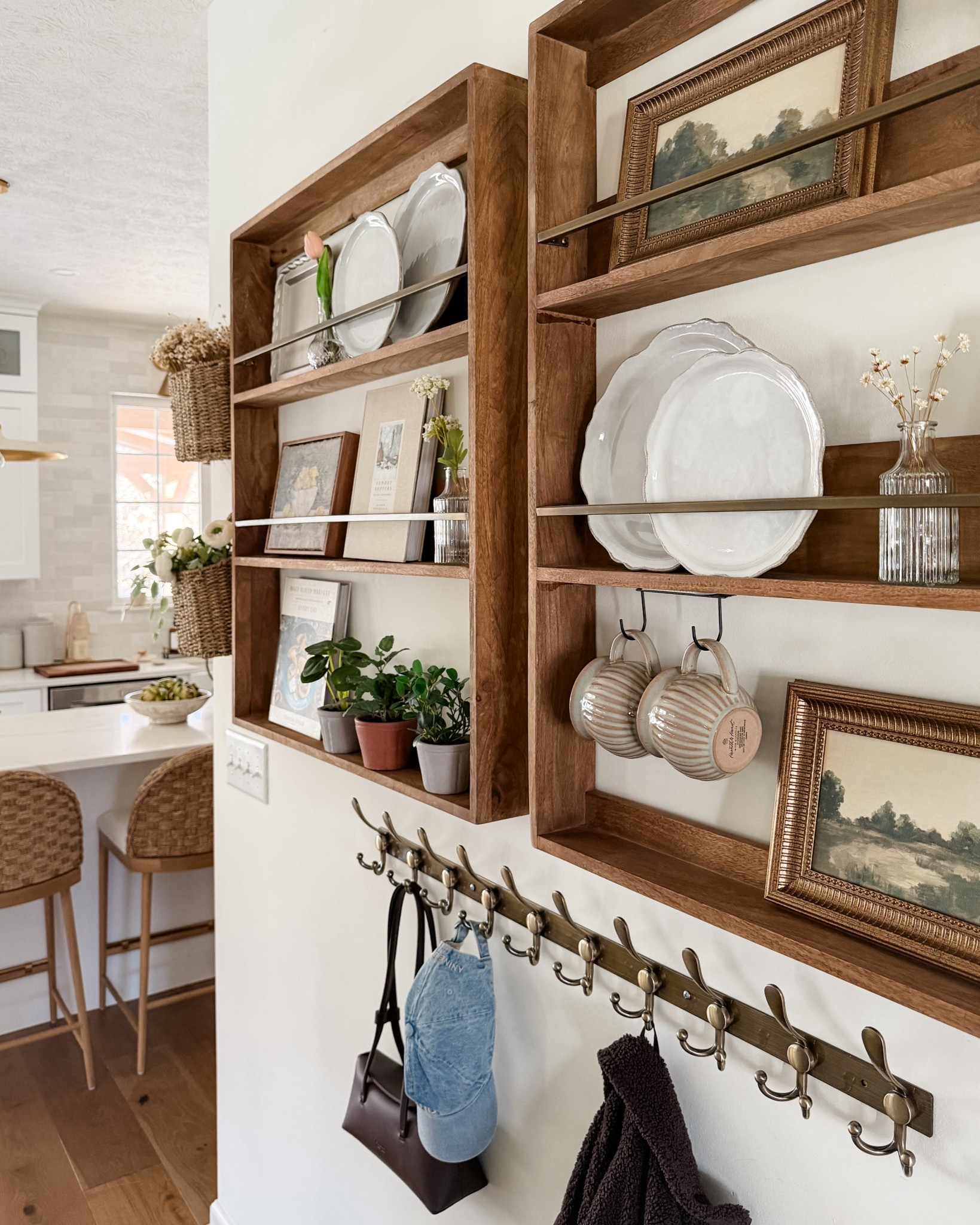 Kitchen/dining decor idea: plate shelves to fill with your favorite/most useful things. 

#LTKHome