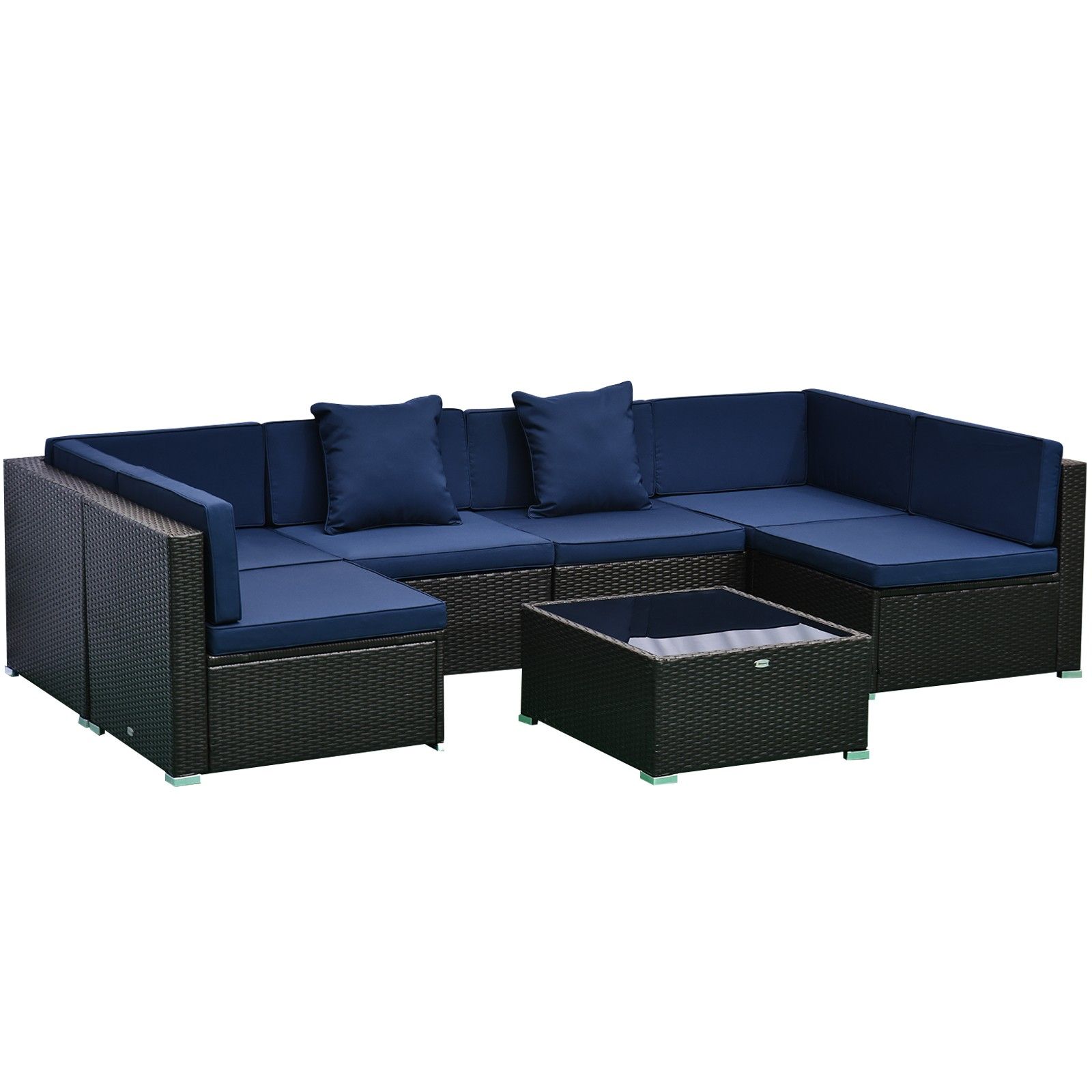 Outsunny 7-Piece Outdoor Wicker Patio Sofa Set- Patio Furniture | Walmart (US)