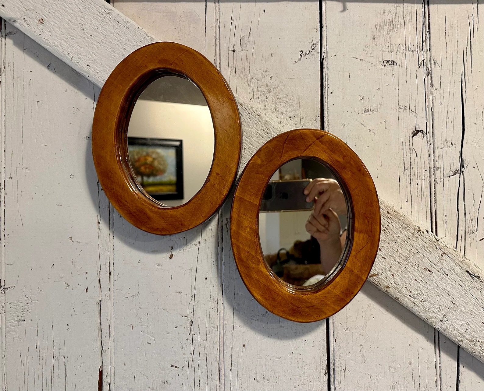 Oval Mirrors Pair Two Small Wood Framed Mirror Handmade 9 X 7 - Etsy | Etsy (US)