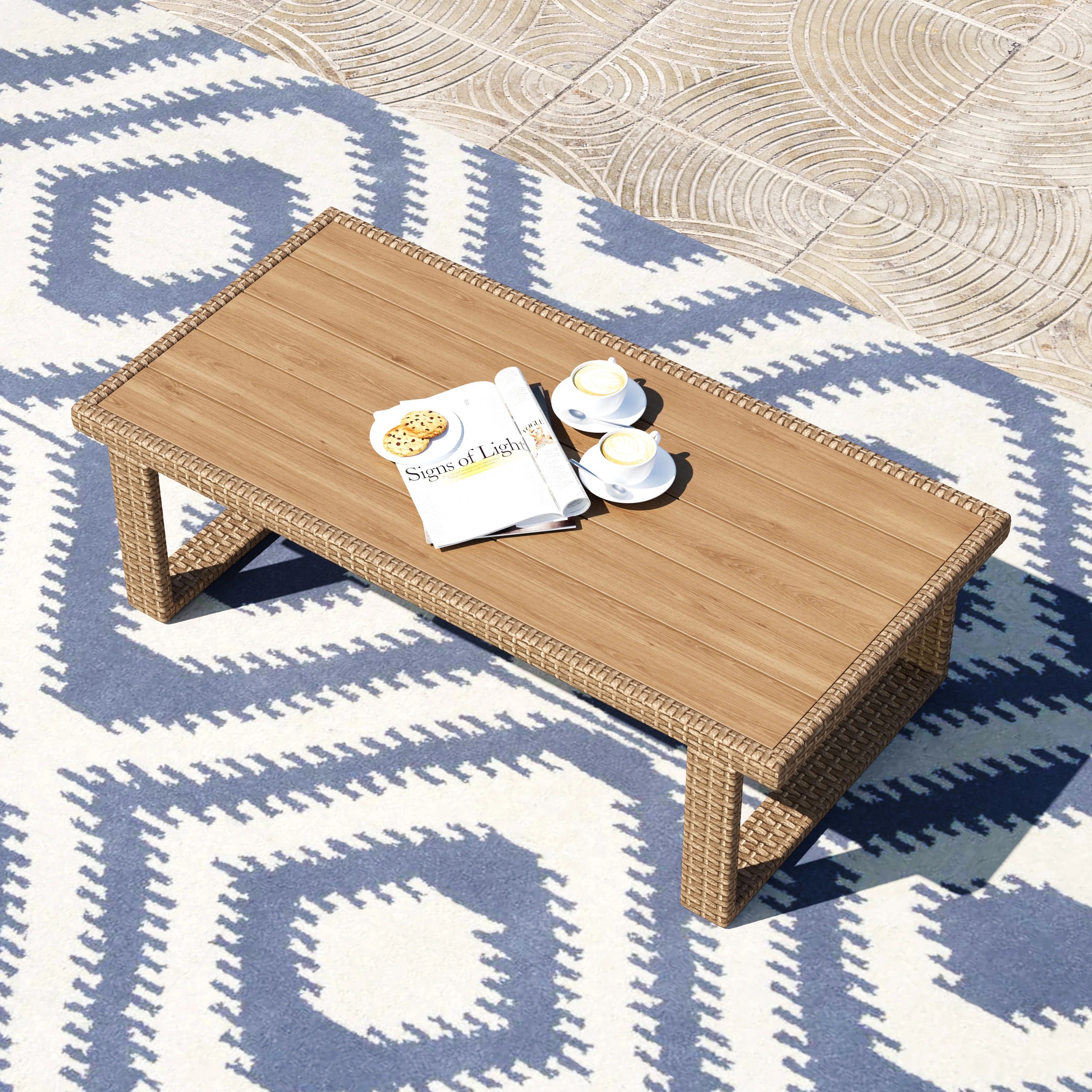 Rattan Coffee Table For Conversation Sofa Set | Wayfair North America