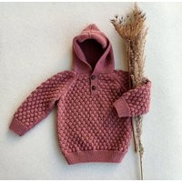 Knitted Kids Hooded Sweater, Baby Girl Cardigan, %100 Cotton Knit Handmade Gift For Cardigan | Etsy (US)