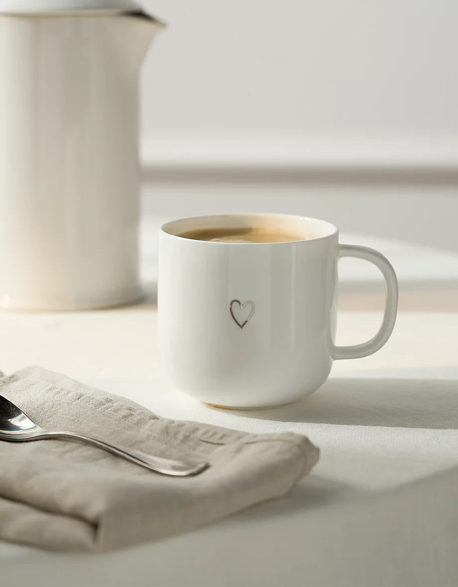 Bone China Silver Heart Mug | Mugs | The  White Company | The White Company UK & ROW