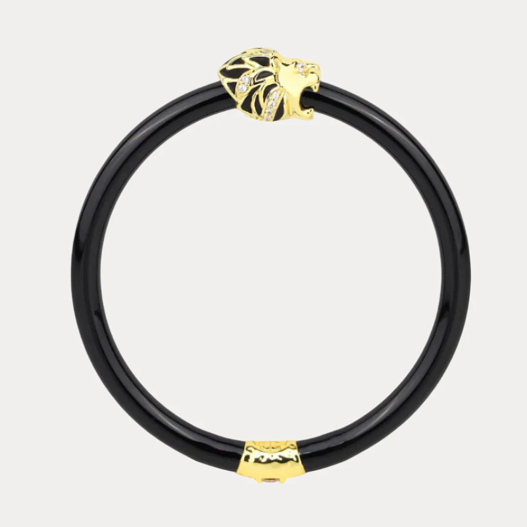 Fauna Lion All Weather Bangle® (AWB®) - Black | BuDhaGirl
