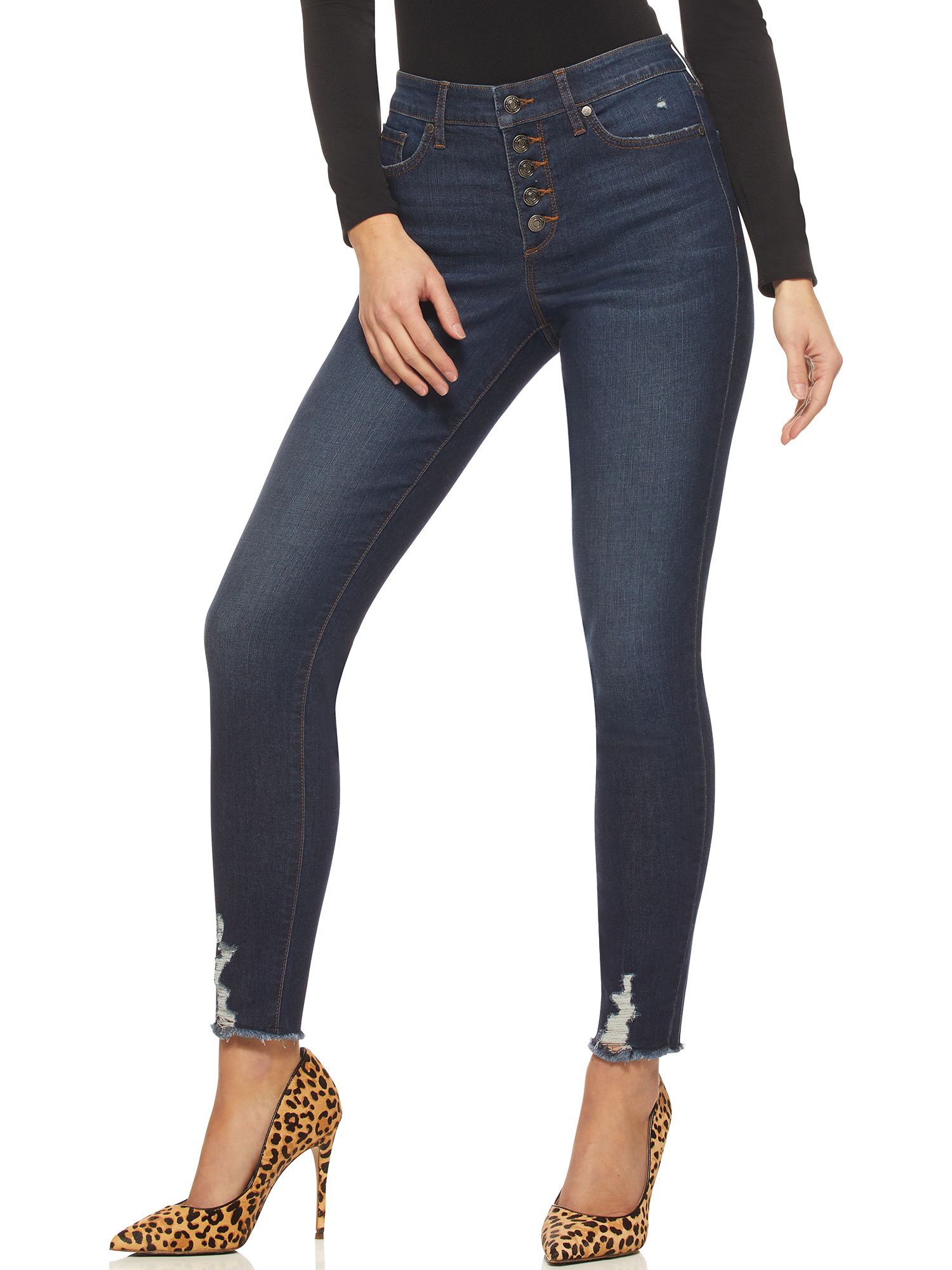 Sofia Jeans by Sofia Vergara Women’s Rosa High Rise Ripped Hem Jeans - Walmart.com | Walmart (US)