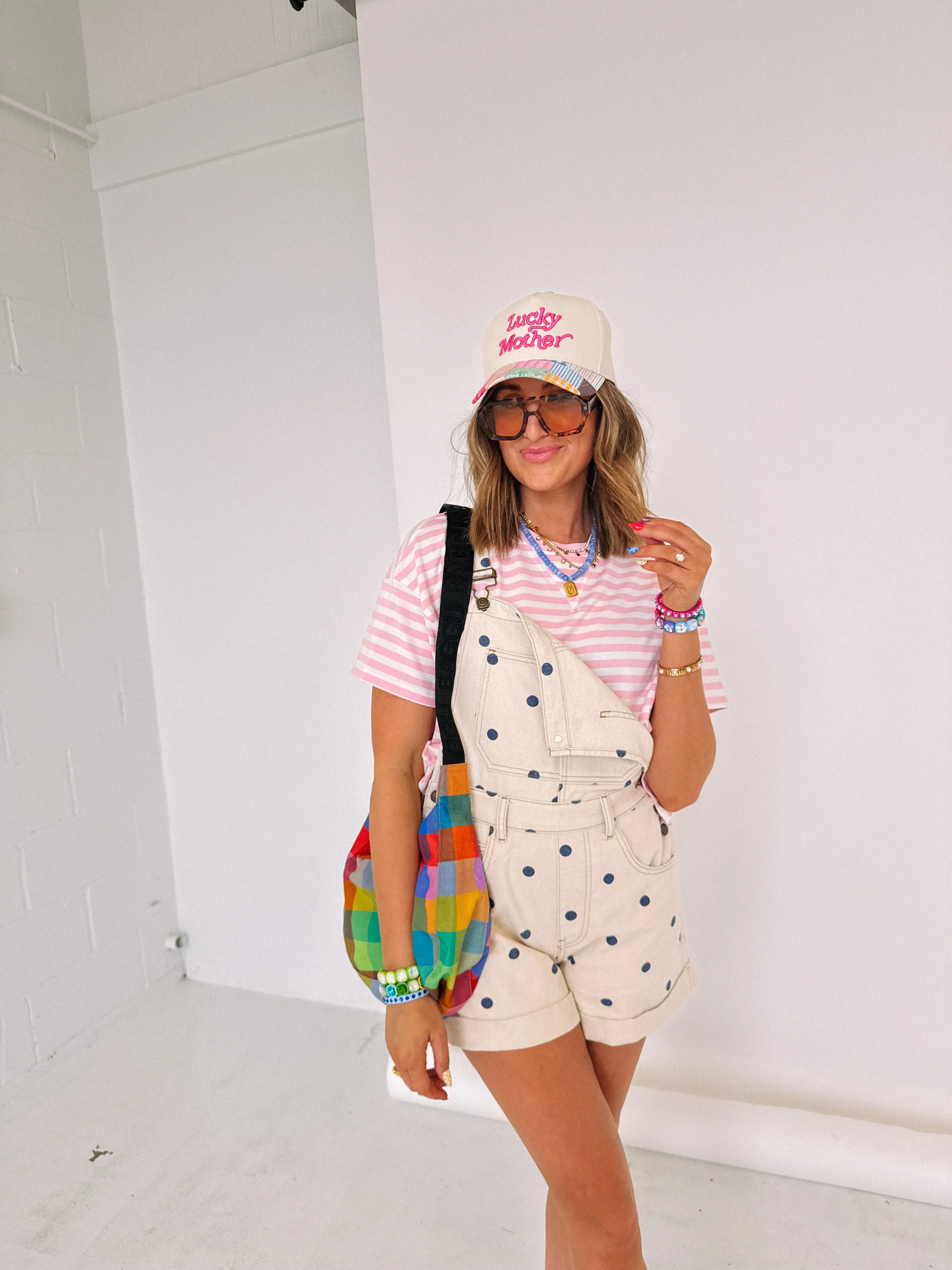 paint it polka dot shorty overalls | Etta+East